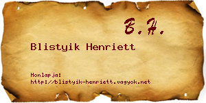Blistyik Henriett névjegykártya